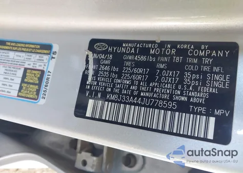 2018 Hyundai Tucson Sel Plus from USA, damaged, VIN KM8J33A44JU778595